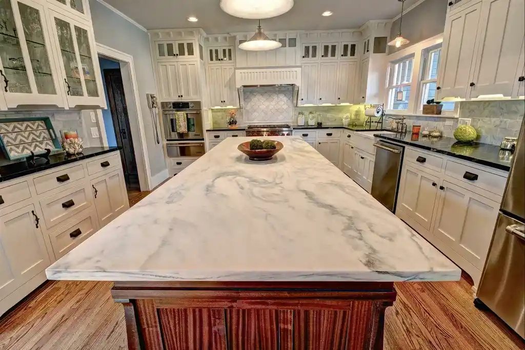the step-by-step process of sealing a marble countertop.